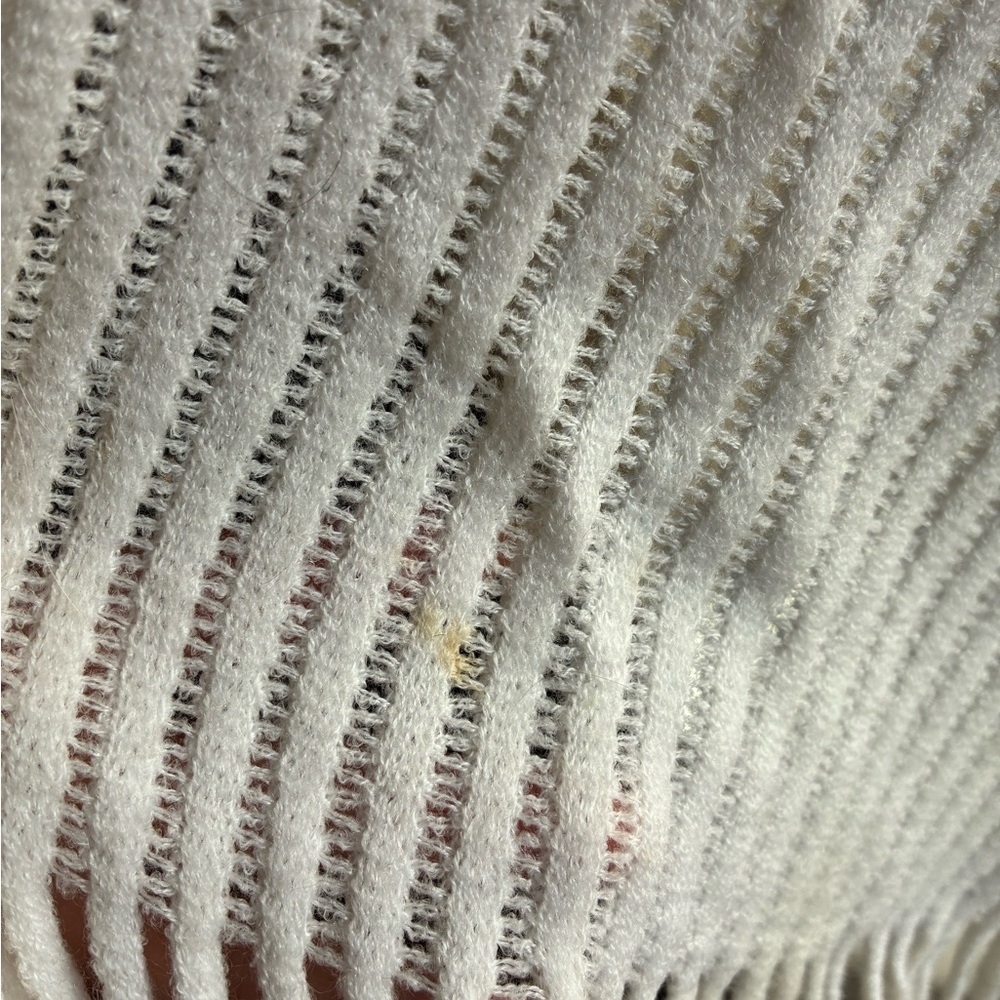 White Ribbed Open-Front Poncho - Picture 6 of 7